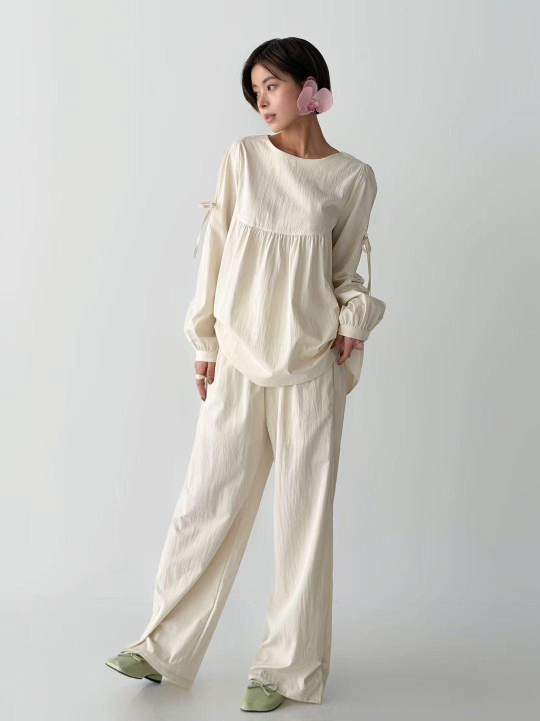 XQ039 側綁結壓紋上衣