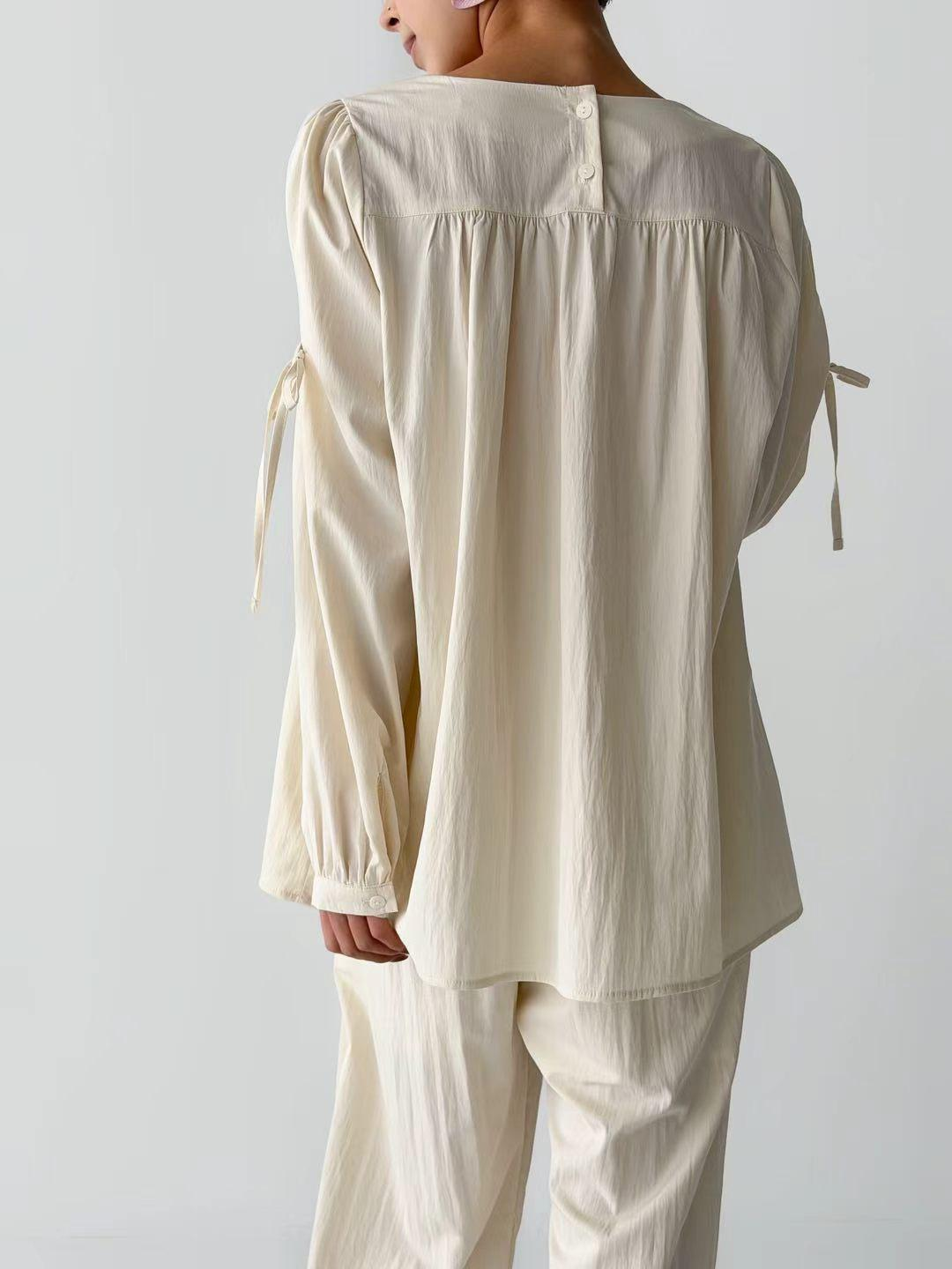 XQ039 側綁結壓紋上衣