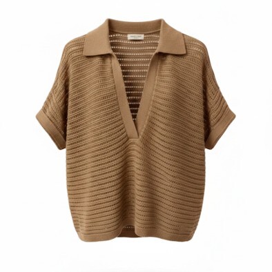 1SO0403-079 [SUNNY STUDIO] Knit Polo Top Camel #770133-EIRA (EU)