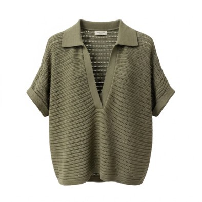 1SO0403-080 [SUNNY STUDIO] Knit Polo Top Kaki #770133-EIRA (EU)