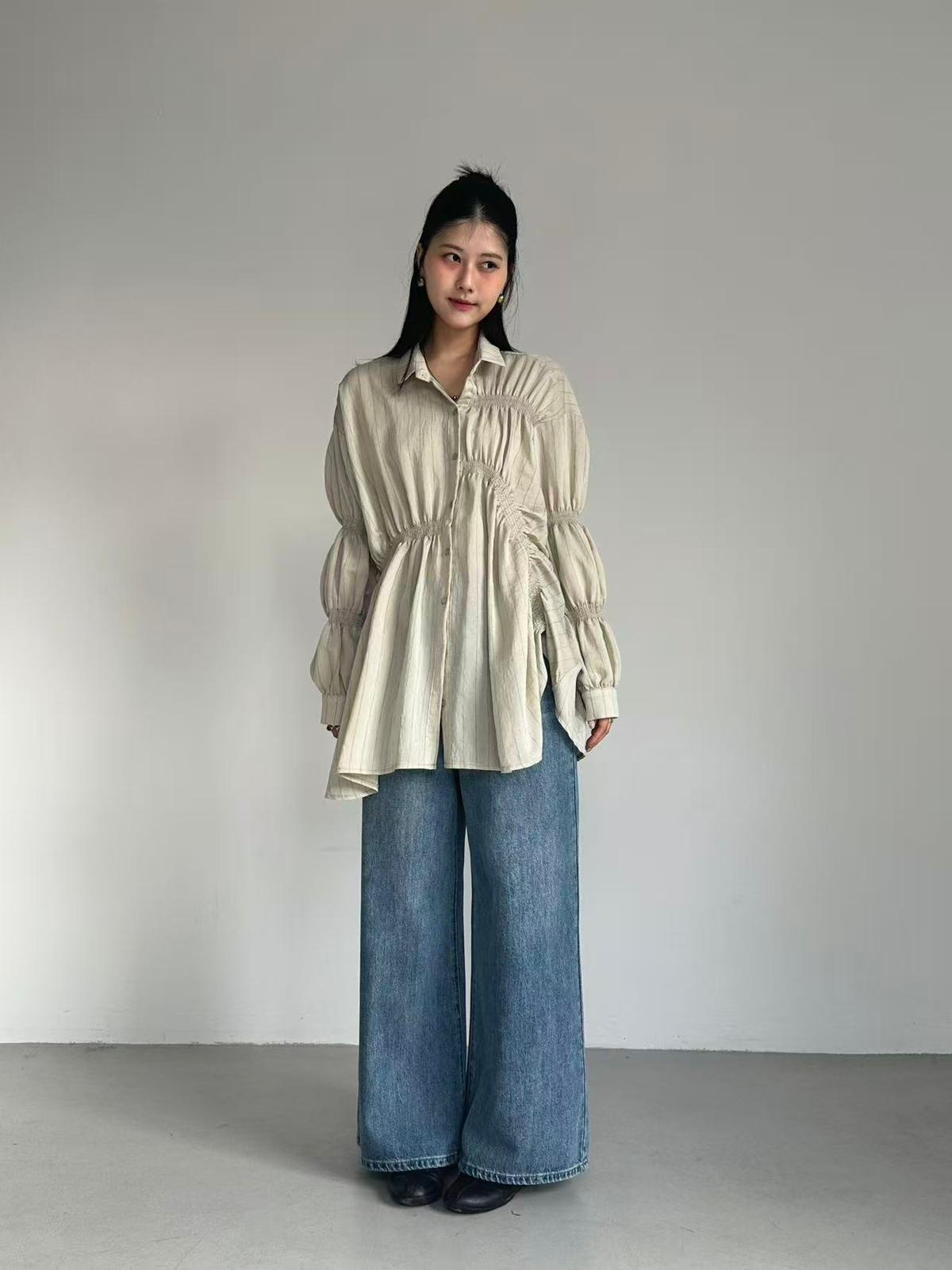 XQ035 高腰闊腿牛仔褲