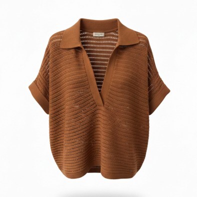 1SO0403-081 [SUNNY STUDIO] Knit Polo Top Terracotta #770133-EIRA (EU)