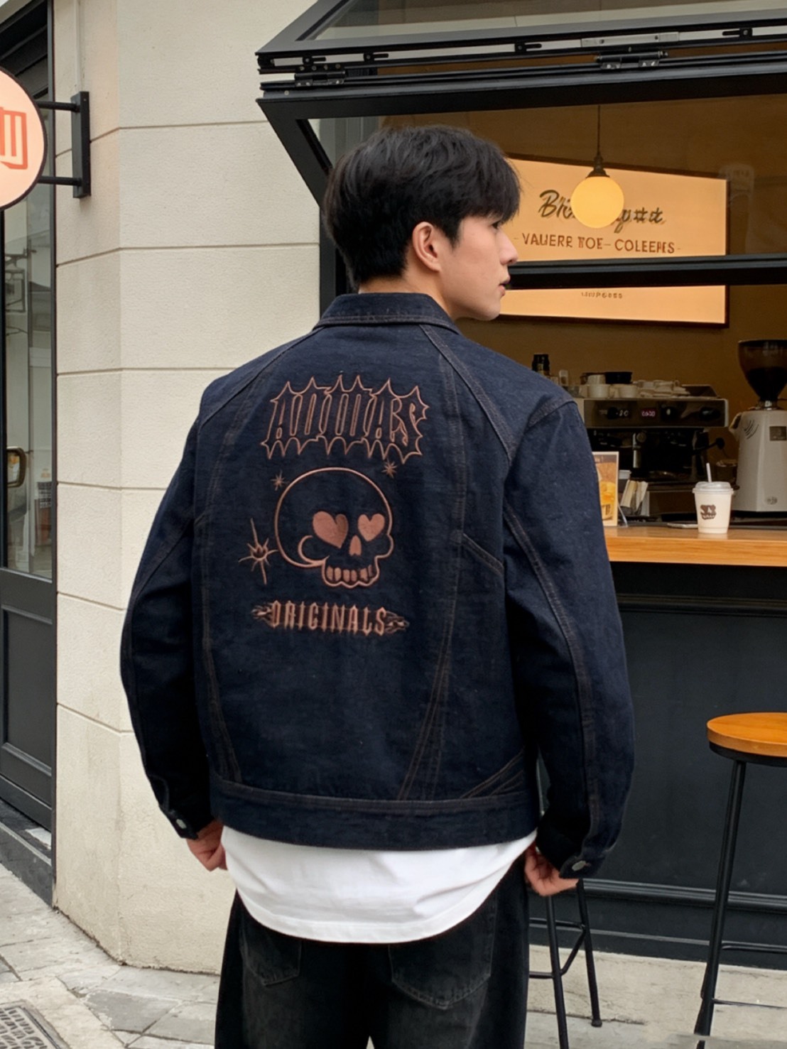 海外超限量‼️ADIDAS ORIGINALS DENIM 美式復古 刺繡 骷顱頭 牛仔外套