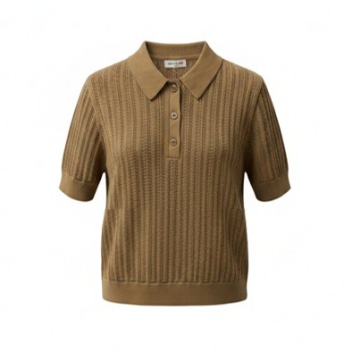 1SO0403-084 [SUNNY STUDIO] Knit Polo Neck Top Camel #770127-ARIA (EU)