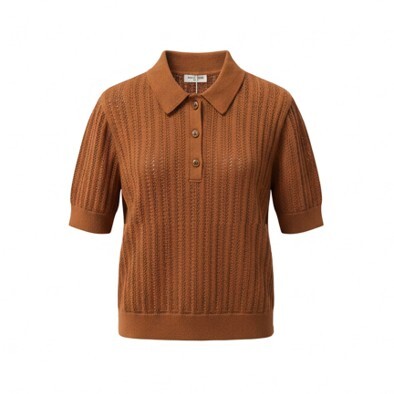 1SO0403-086 [SUNNY STUDIO] Knit Polo Neck Top Terracotta #770127-ARIA (EU)