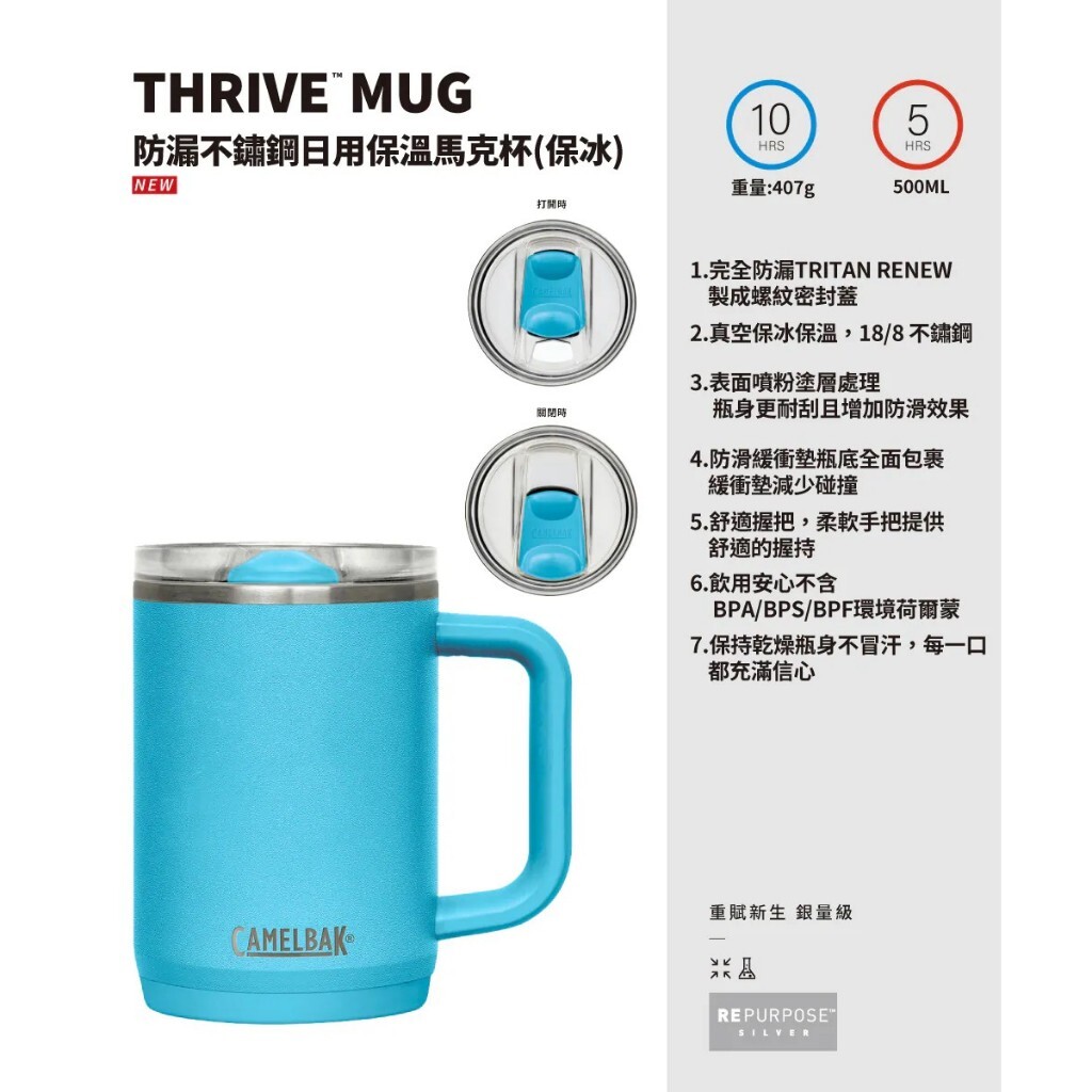 【樂森藥局】CAMELBAK Thrive Mug 防漏不鏽鋼日用保溫馬克杯(保冰) 500ml