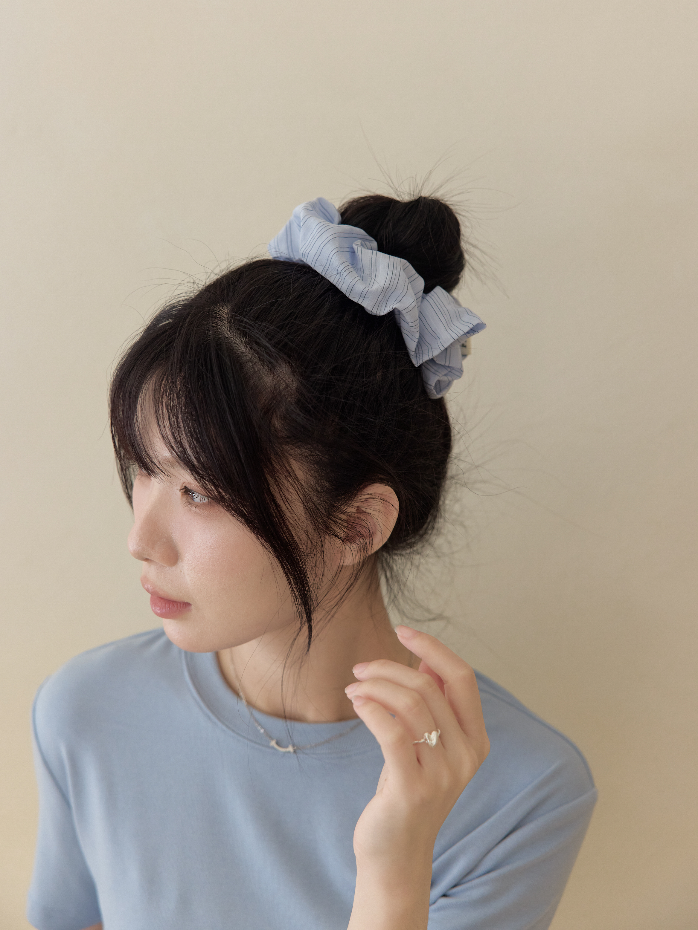 氣質雲朵條紋髮圈