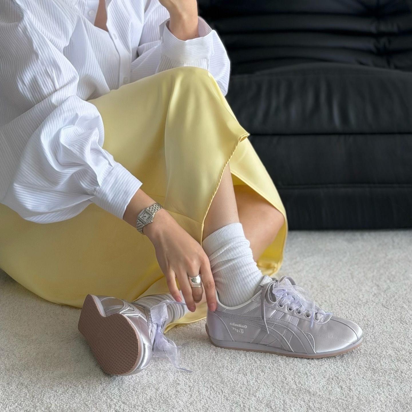 Onitsuka Tiger Runspark 國外限定 香芋紫 緞面 混紗鞋帶 皮革 鬼塚虎 復古鞋 1183C605-250