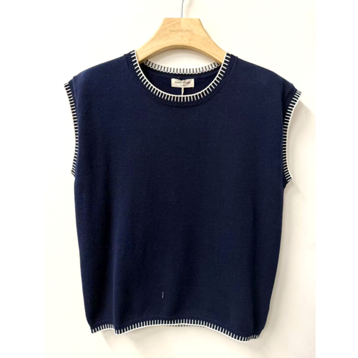 1SO0403-095 [SUNNY STUDIO] Knitted Vest Marine #770136-ELORA (EU)