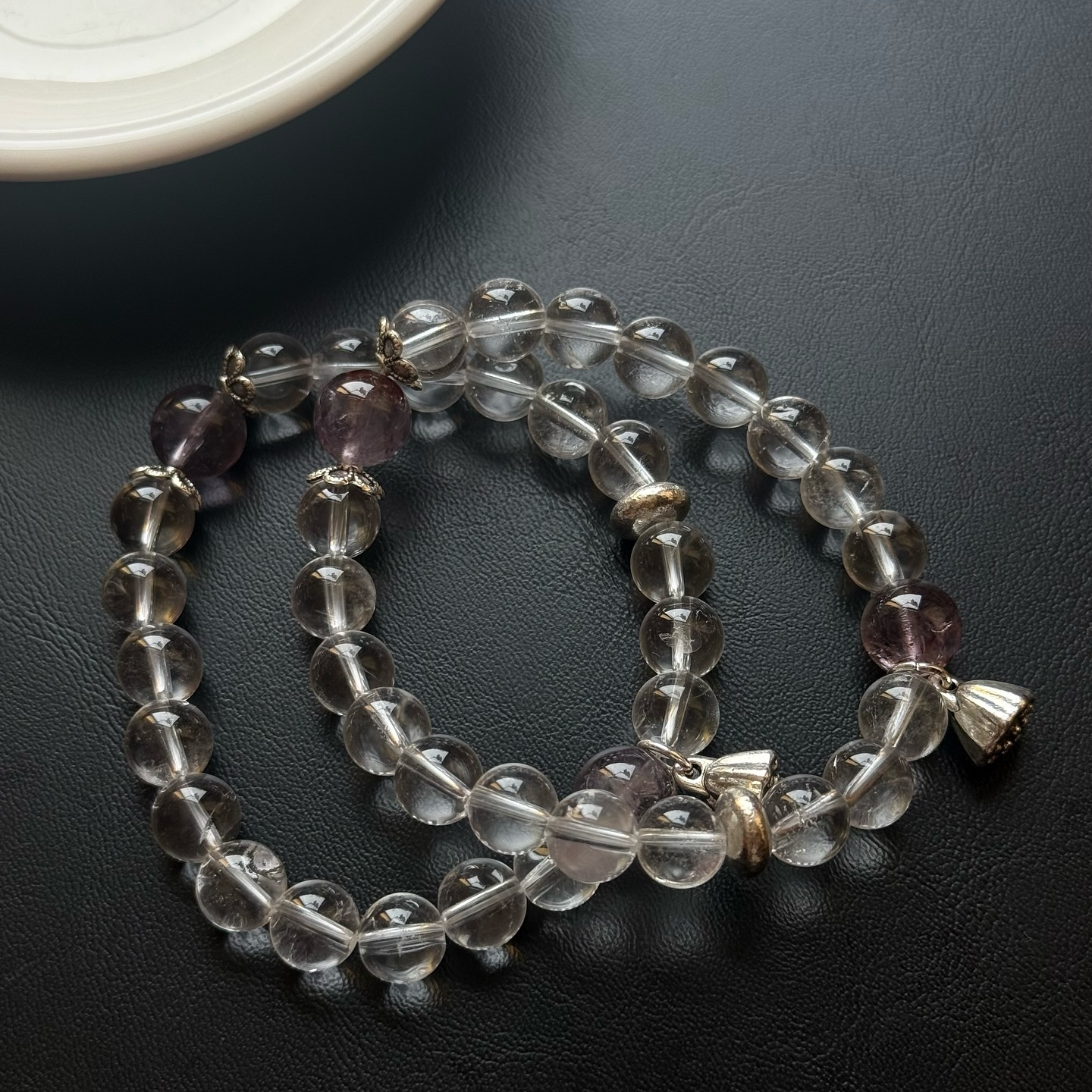 [原石] 白水晶+紫水晶 設計款手串