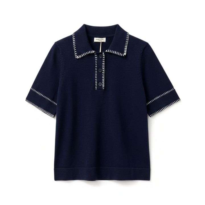 1SO0403-098 [SUNNY STUDIO] Knit Polo Neck Top Marine #770137-VEDA (EU)