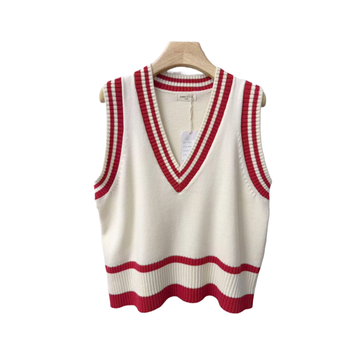 1SO0403-099 [SUNNY STUDIO] Knitted Vest Rouge #770139-ROMY (EU)