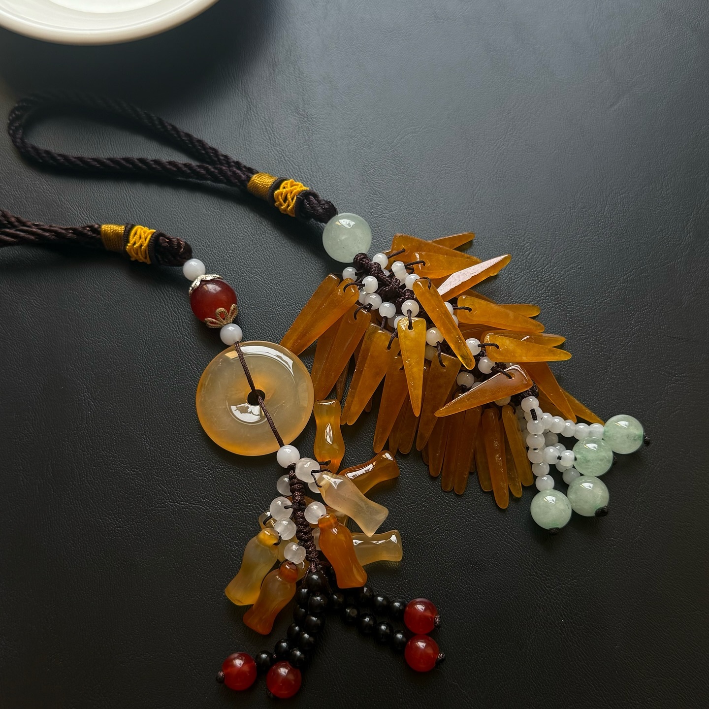 [原石] 黃玉 車掛 掛飾