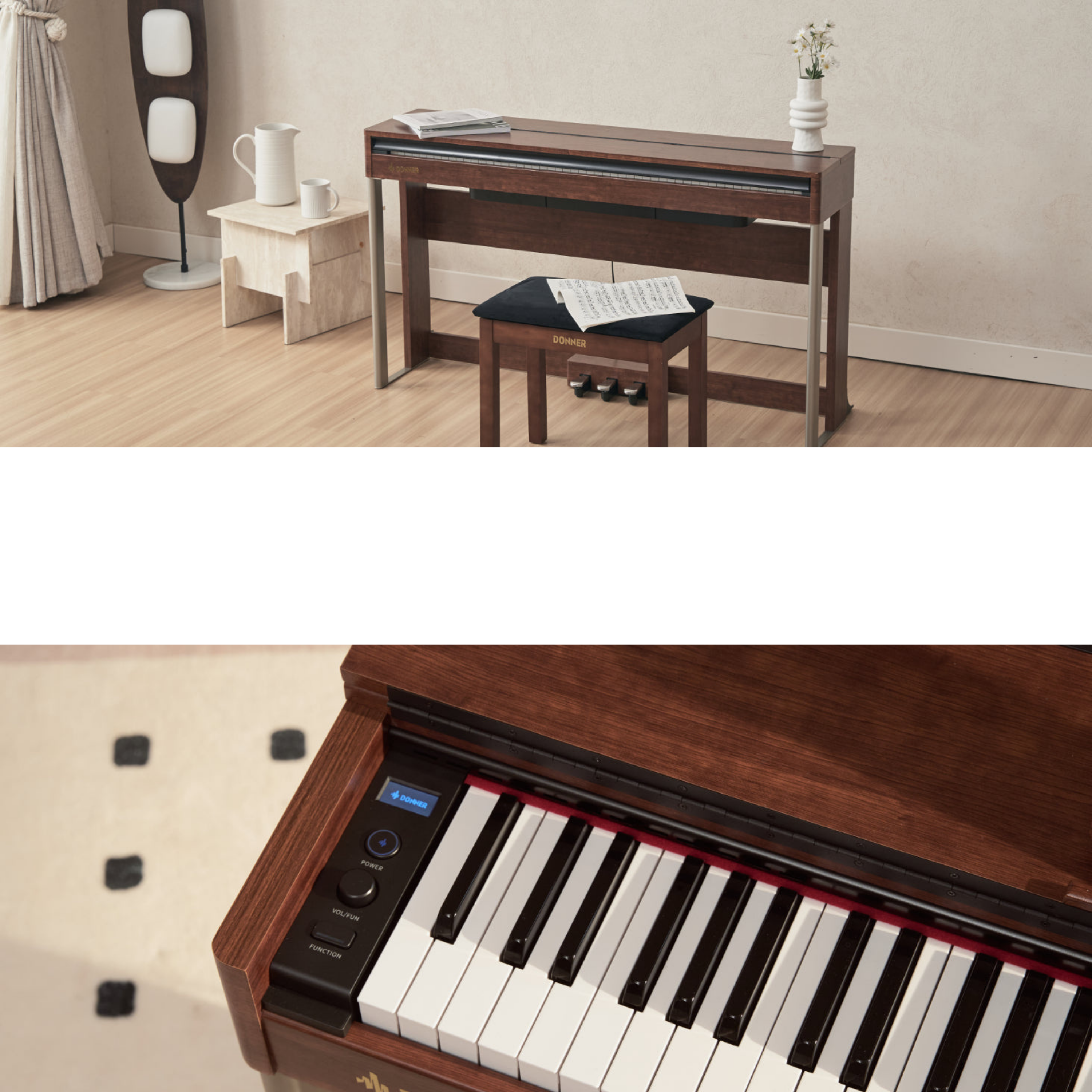 Donner Donner DDP-200 木質 88鍵 電鋼琴 動態分級 錘擊式 專業逐級配重 立式 數位鋼琴 第 5 張圖片｜三峽鍵盤 / 鋼琴