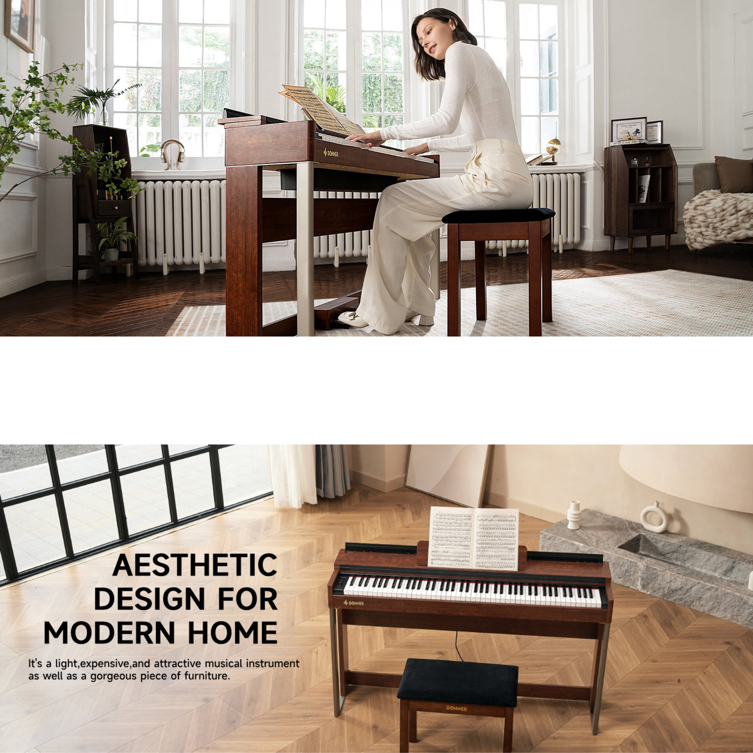 Donner Donner DDP-200 木質 88鍵 電鋼琴 動態分級 錘擊式 專業逐級配重 立式 數位鋼琴 第 6 張圖片｜三峽鍵盤 / 鋼琴