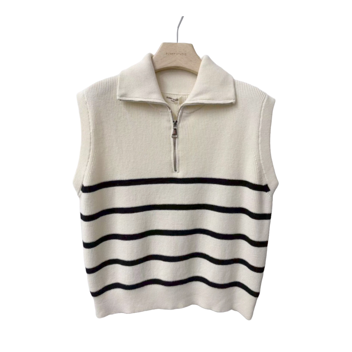 1SO0403-103 [SUNNY STUDIO] Polo Neck Knitted Vest Black #770140-ORIA (EU)