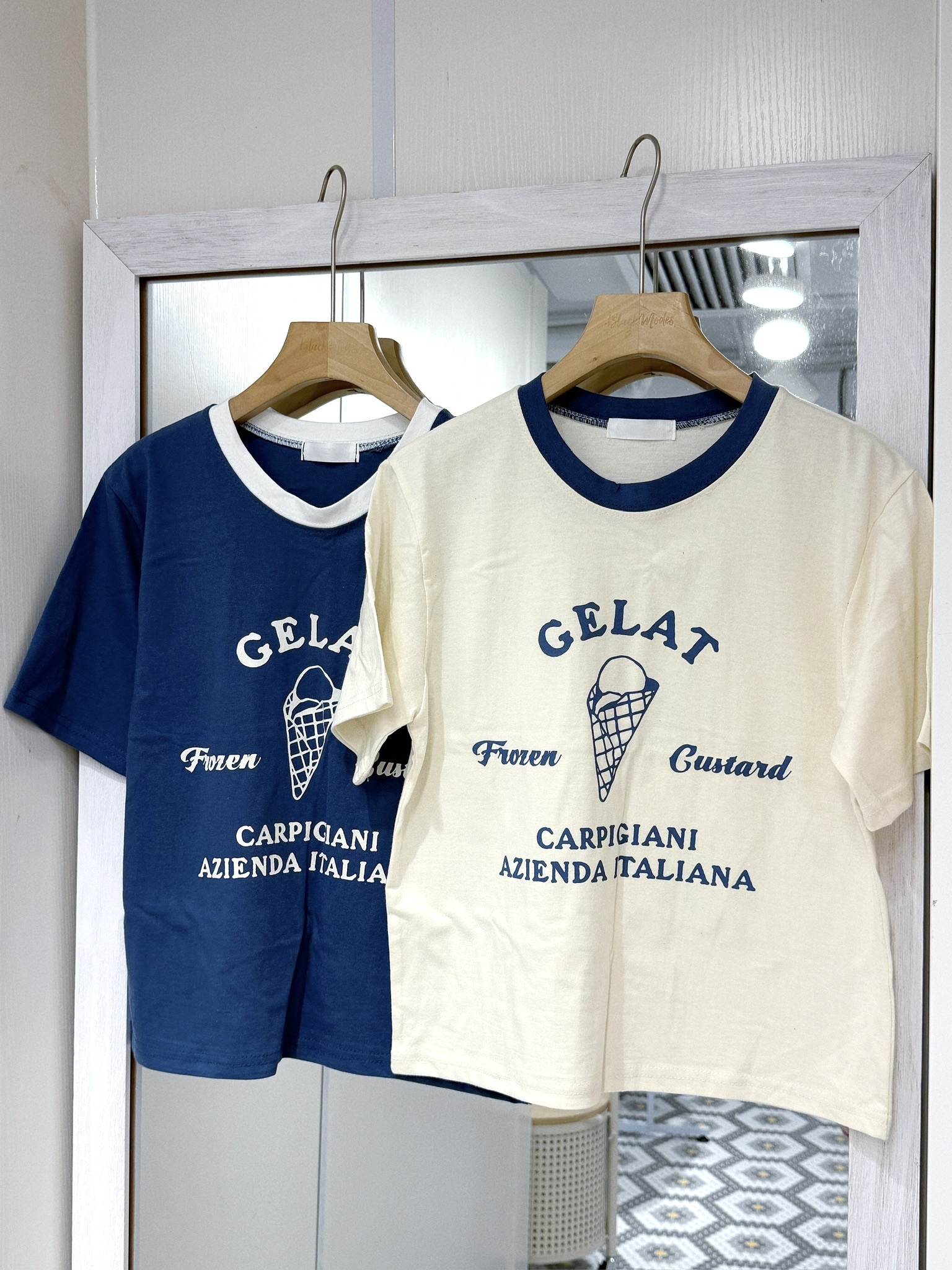 T1337｜休閑感撞色邊美式雪糕LOGO CELAT TEE