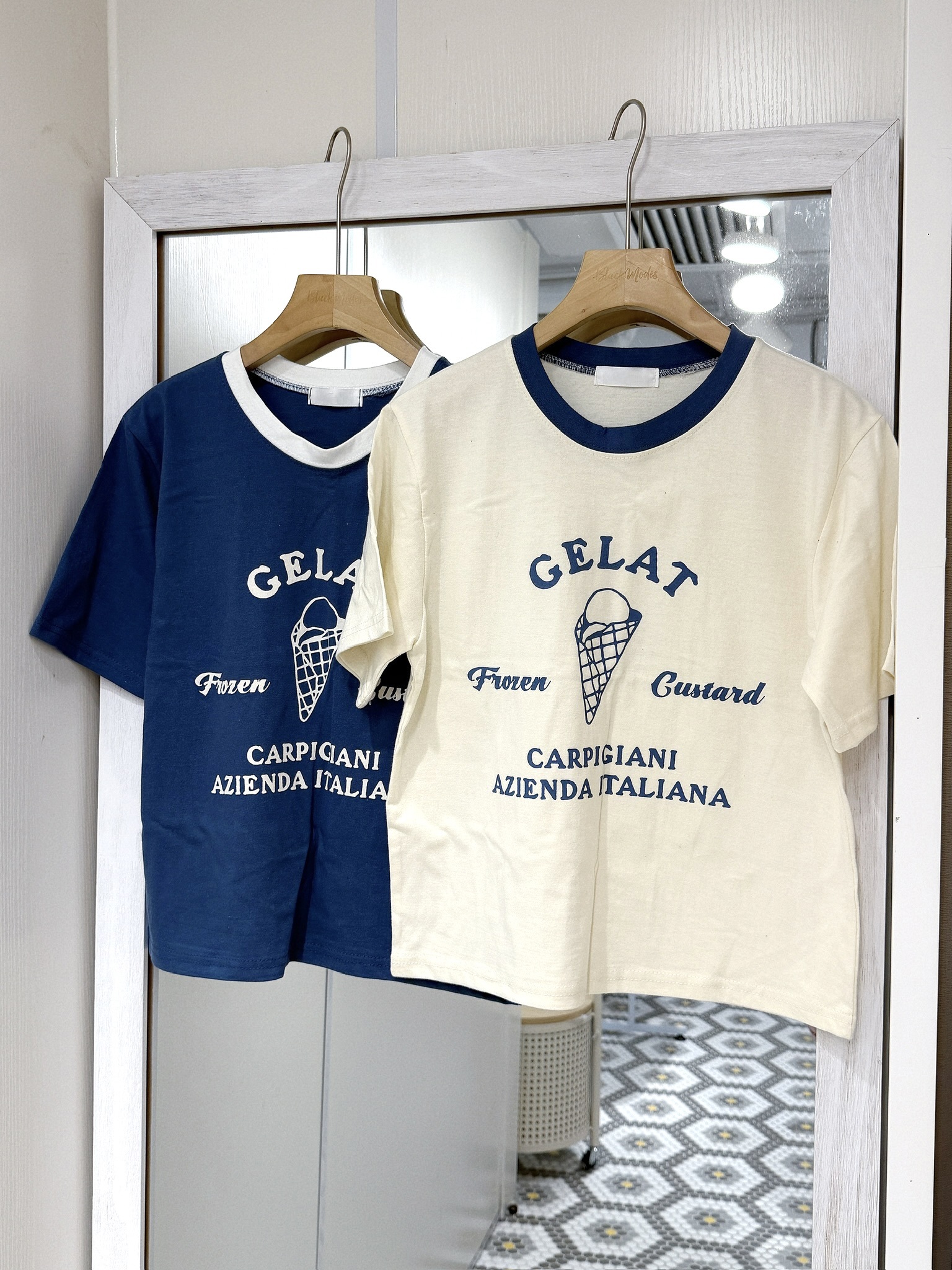 T1337｜休閑感撞色邊美式雪糕LOGO CELAT TEE