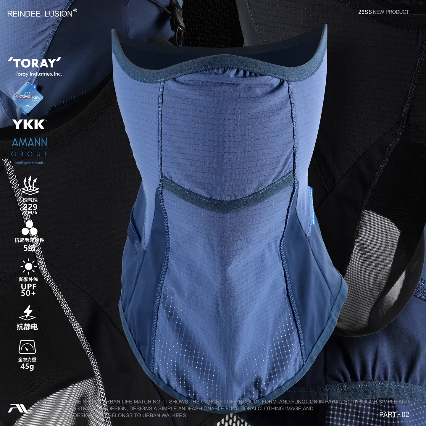 RL | REINDEE LUSION 2合1 TORAY防曬UPF50+戶外運動透氣圍脖面罩