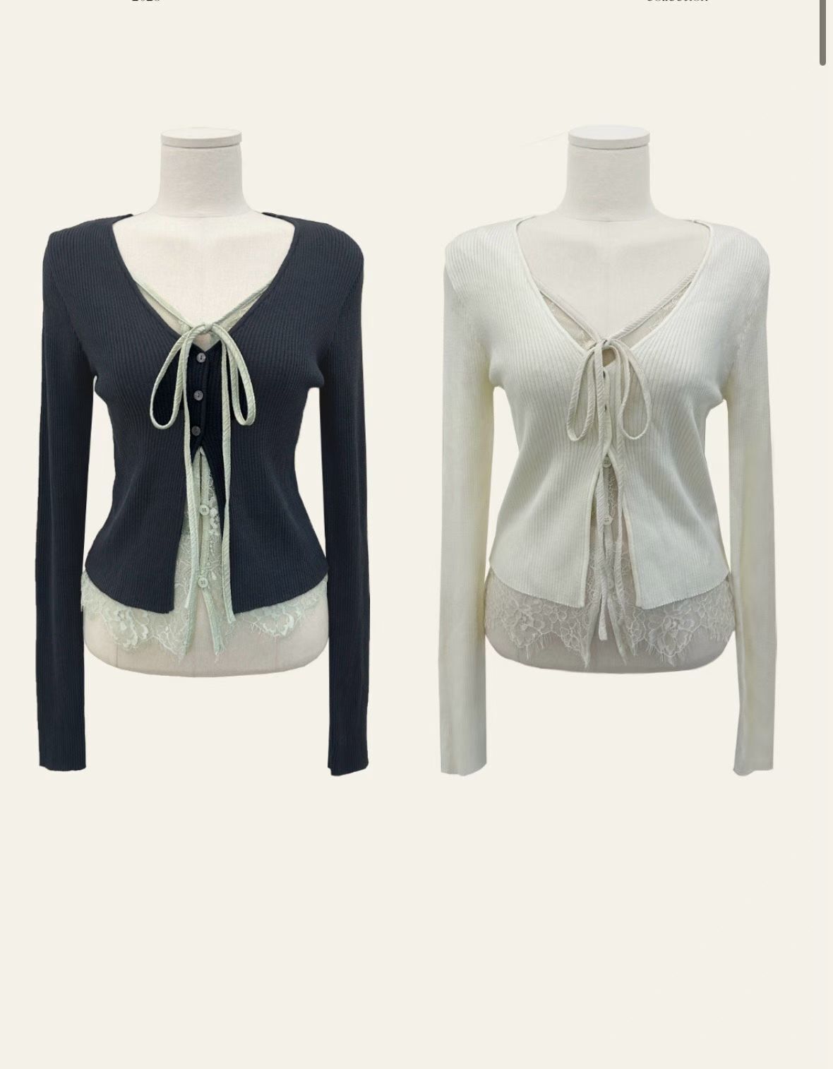 MR6040 假兩件蕾絲拼小外套