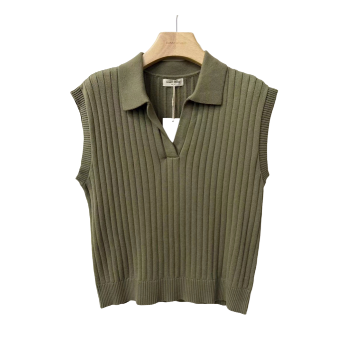 1SO0403-110 [SUNNY STUDIO] Polo Knit Top Kaki #770138-NOA (EU)