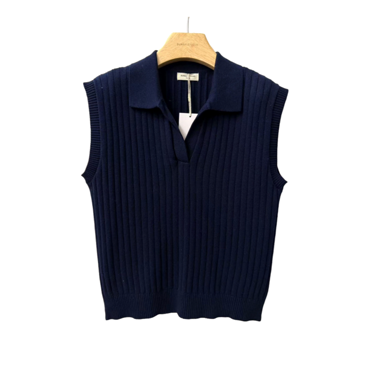 1SO0403-111 [SUNNY STUDIO] Polo Knit Top Marine #770138-NOA (EU)