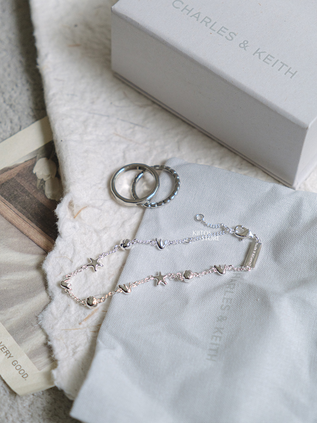 【現貨】Charles&Keith 小CK 海洋星手鍊 - 銀色