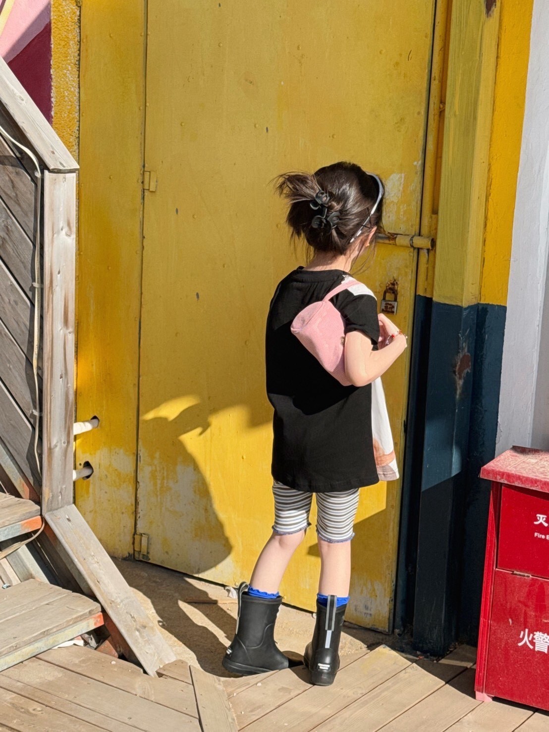 韓系條紋單車褲