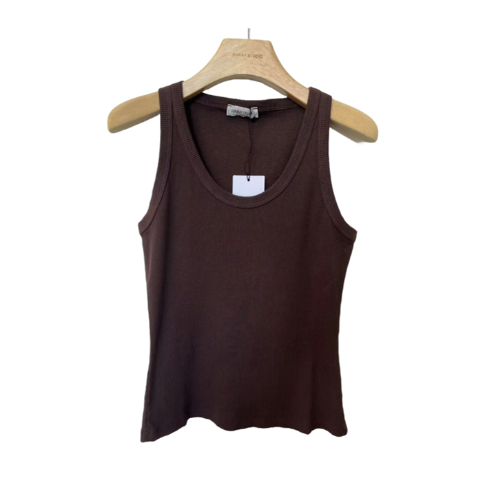1SO0403-115 [SUNNY STUDIO] Ribbed Vest Top Marron #9606T (EU)