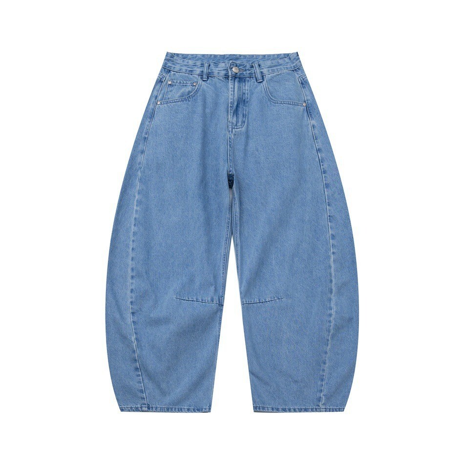 百搭水洗藍調彎刀褲