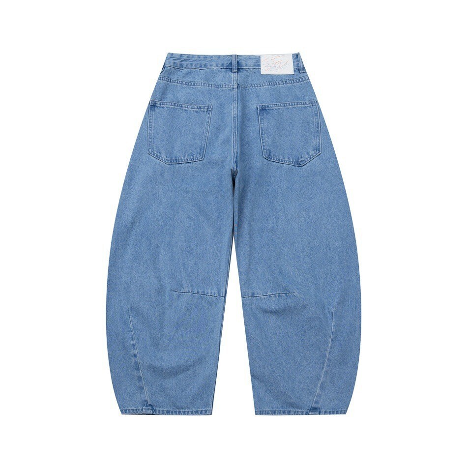 百搭水洗藍調彎刀褲