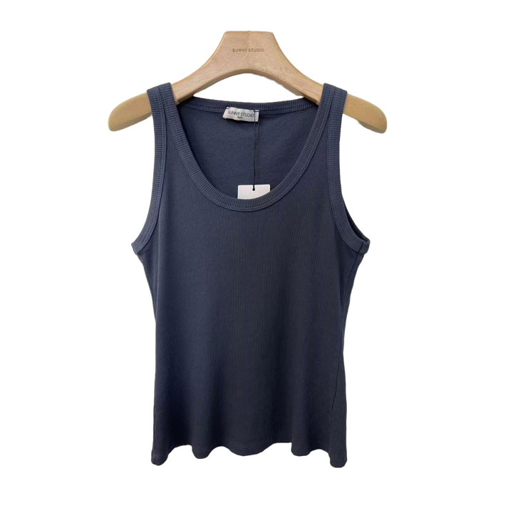 1SO0403-117 [SUNNY STUDIO] Ribbed Vest Top Marine #9606T (EU)