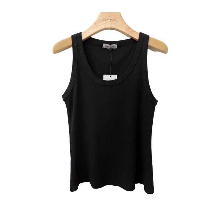 1SO0403-118 [SUNNY STUDIO] Ribbed Vest Top Black #9606T (EU)