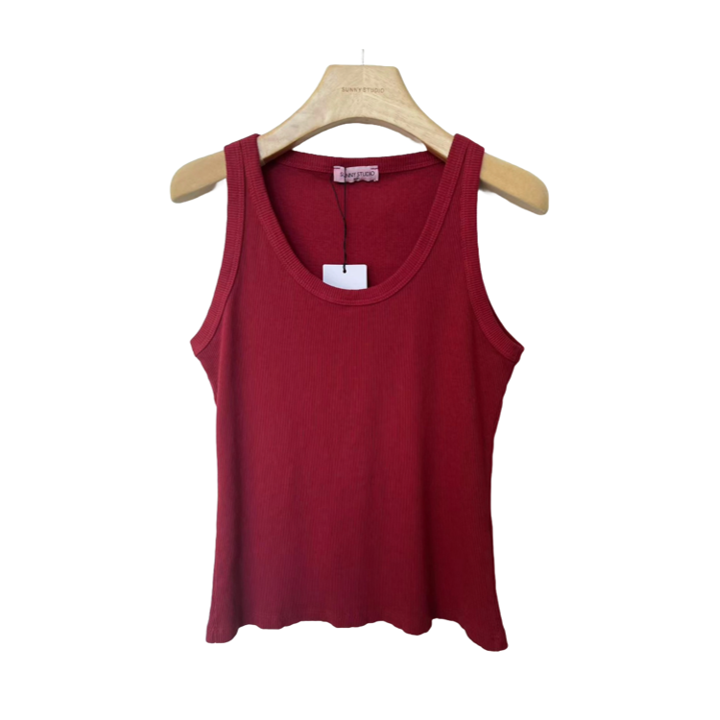1SO0403-120 [SUNNY STUDIO] Ribbed Vest Top Bordeaux #9606T (EU)