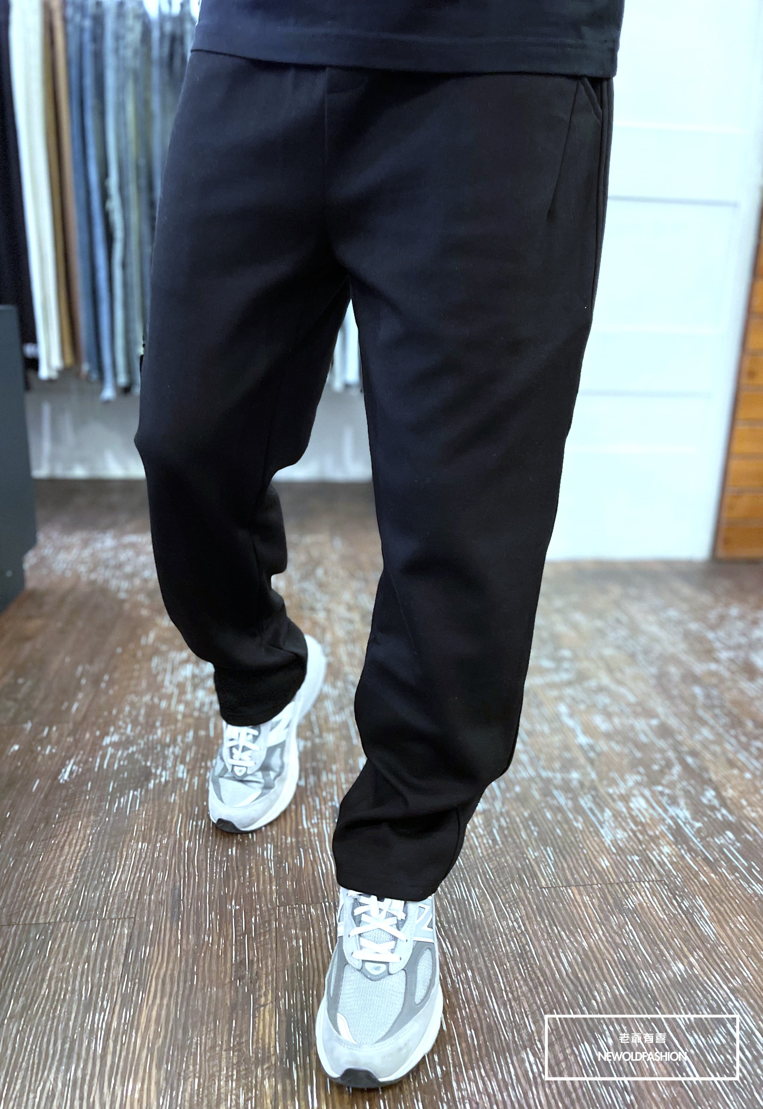 『官網限定』重磅J刺繡拼接棉寬褲(NOF260369817)-黑