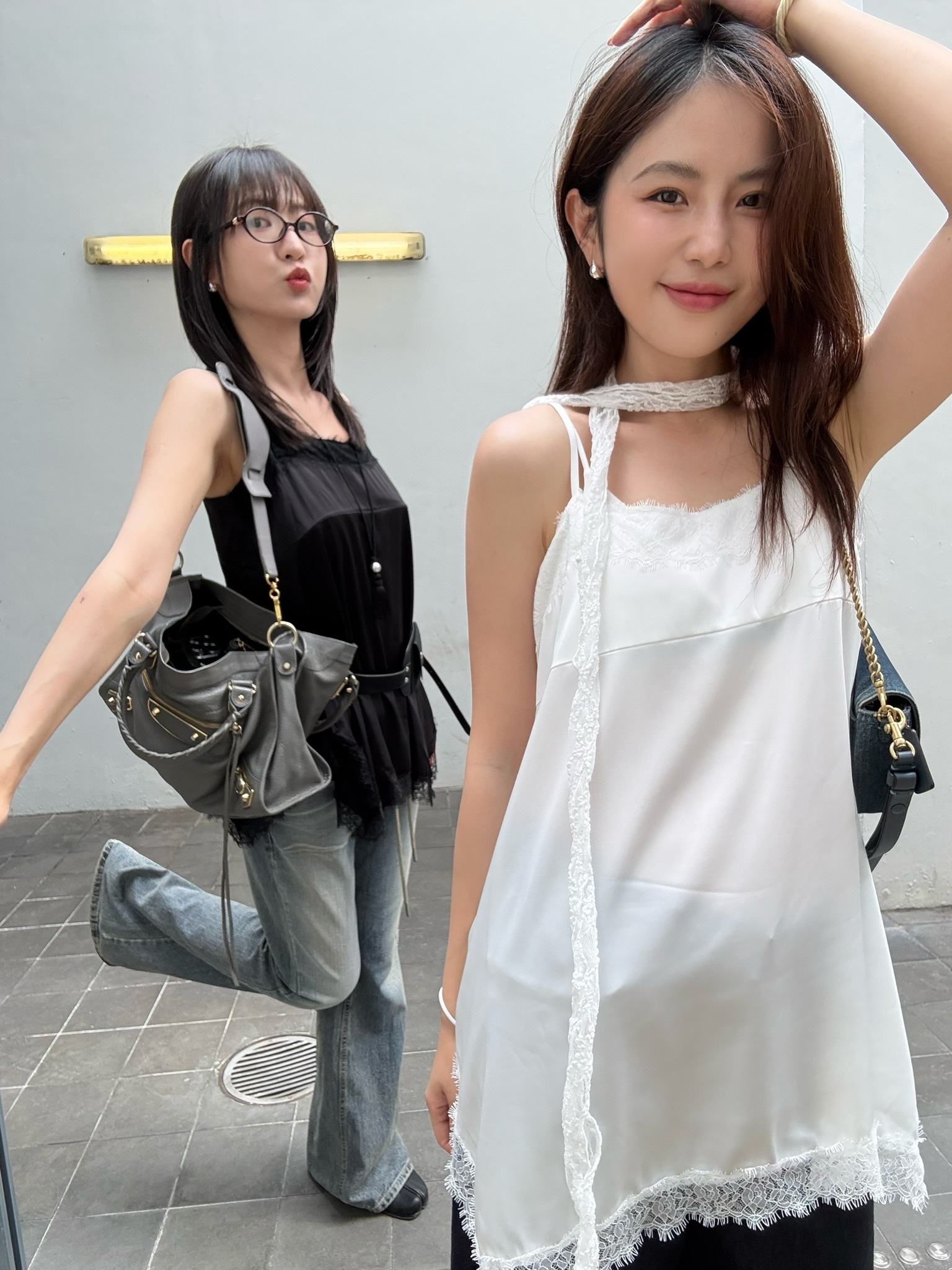 (新貨88折💓)時尚LACE滑身小吊帶背心 T260403(白/黑)