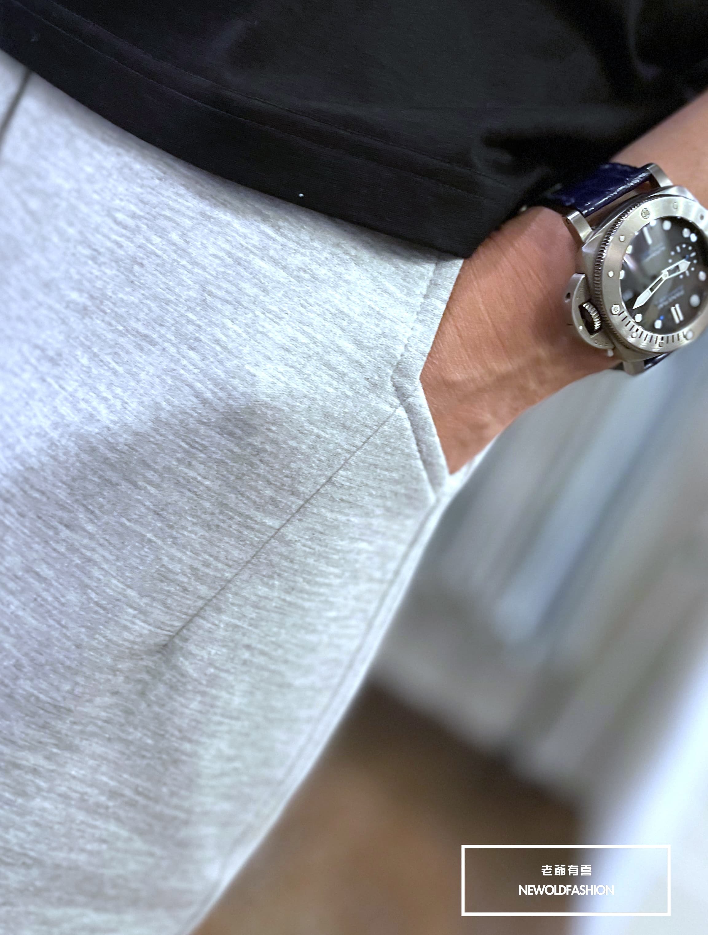 『官網限定』重磅J刺繡拼接棉寬褲(NOF260369817)-淺灰