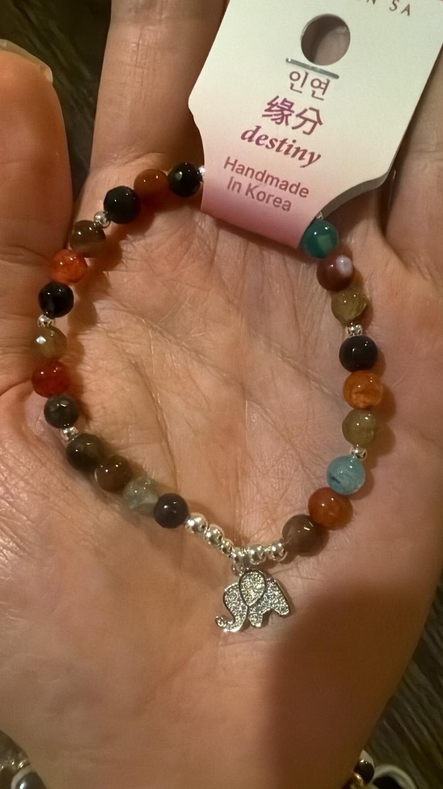 XK033 七彩瑪瑙智慧小象手串