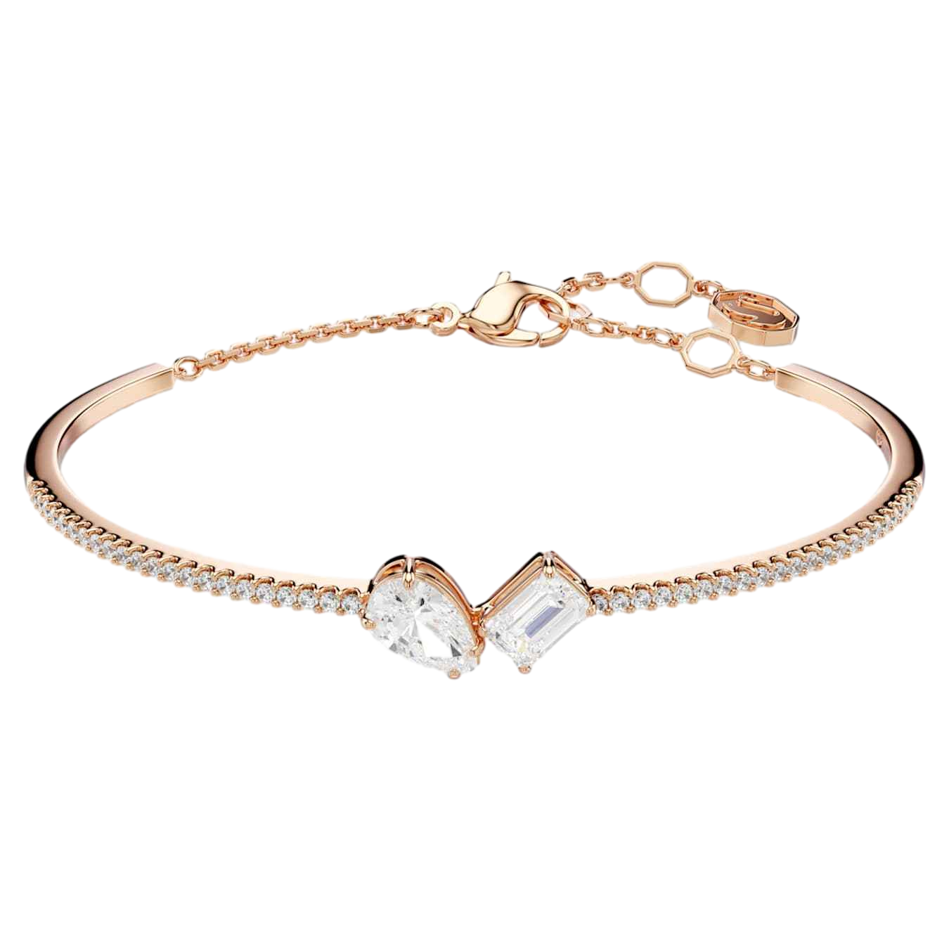 【Swarovski】Mesmera Bangle, 混合式切割, 白色, 鍍玫瑰金色調  玫瑰金