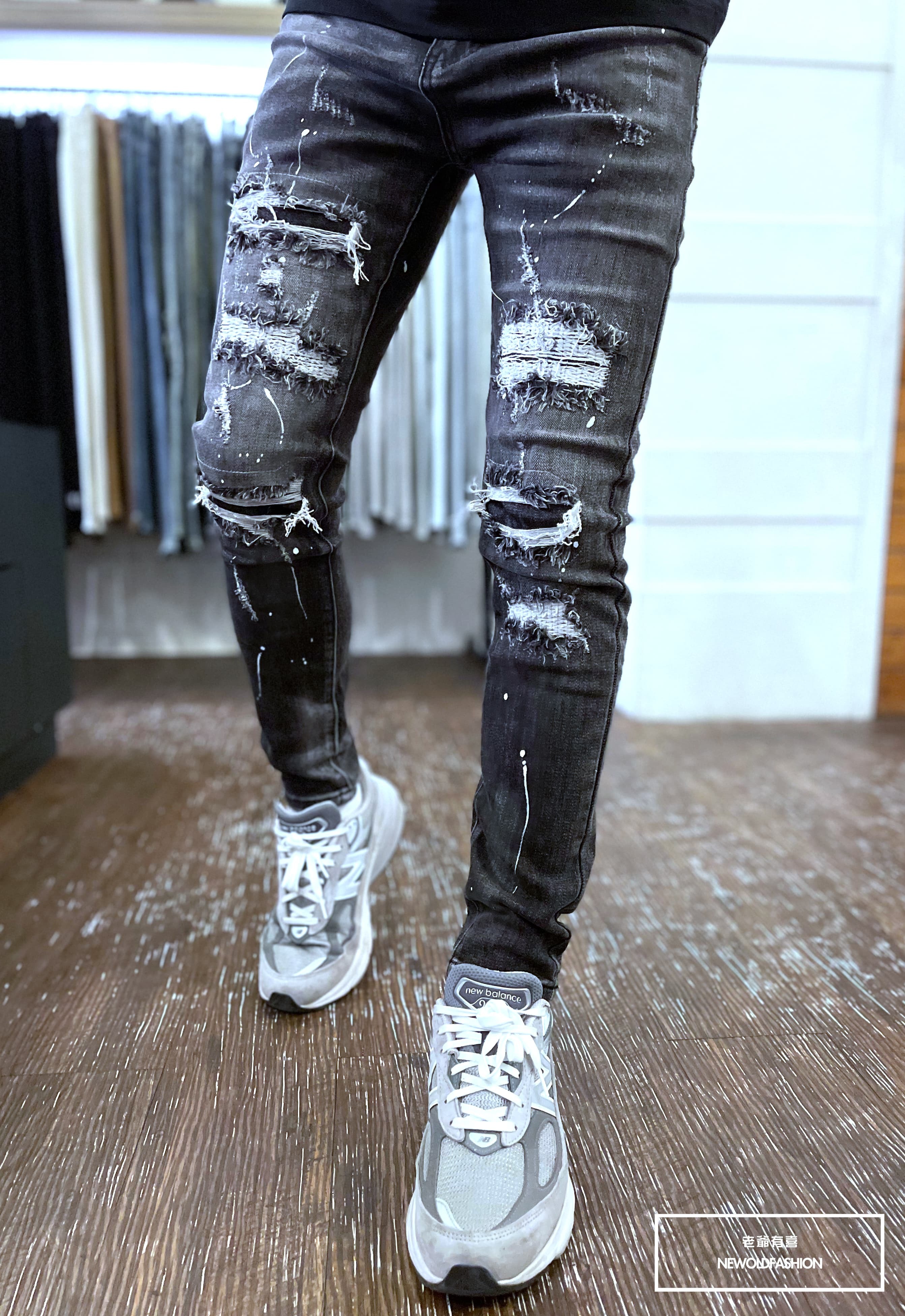 『官網限定』重磅多重破壞白漆小直筒褲(NOF26033093)