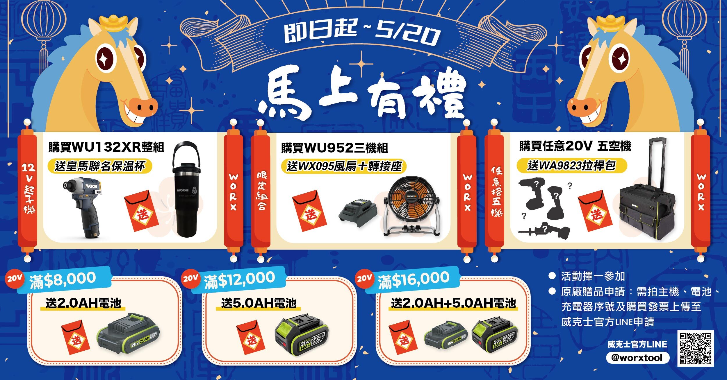 威克士馬上有禮活動 滿額贈電池