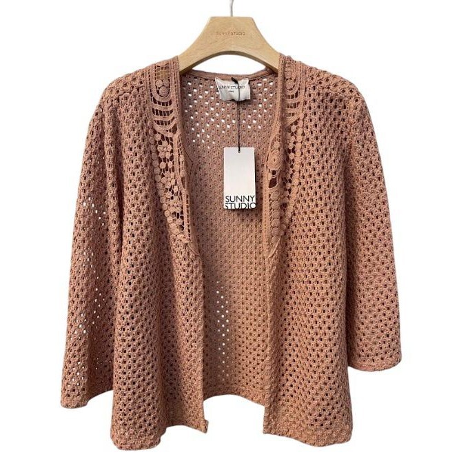 1SO0403-260 [SUNNY STUDIO] Lace Crochet Jacket Rose #56242 (EU)