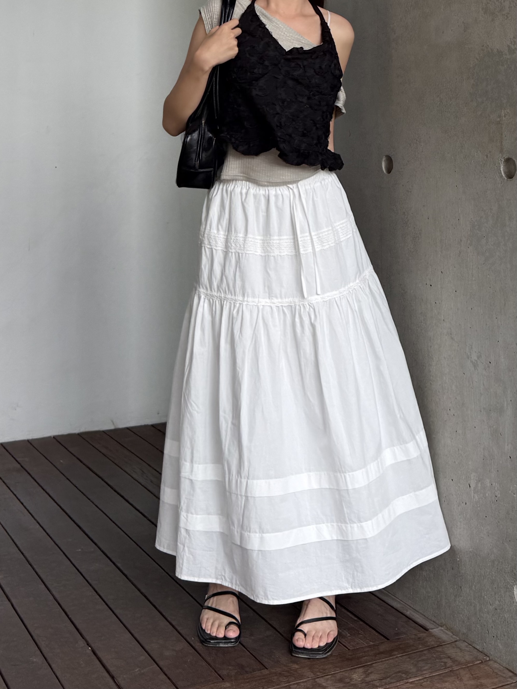 (新貨88折💗)清爽蛋糕長裙 SK260402(白)