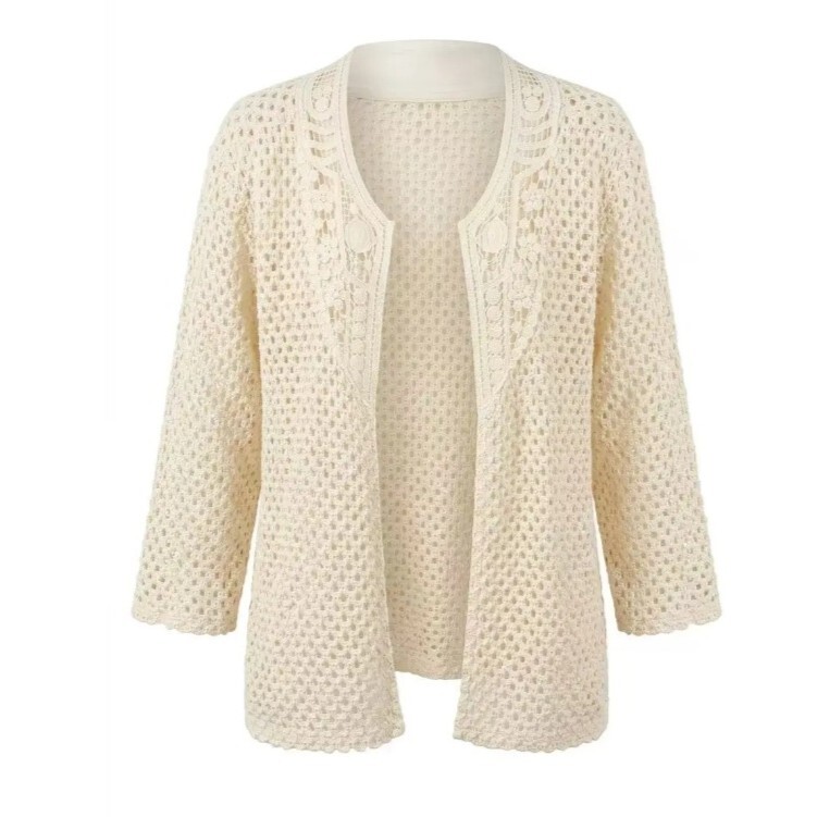 1SO0403-258 [SUNNY STUDIO] Lace Crochet Jacket Ecru #56242 (EU)