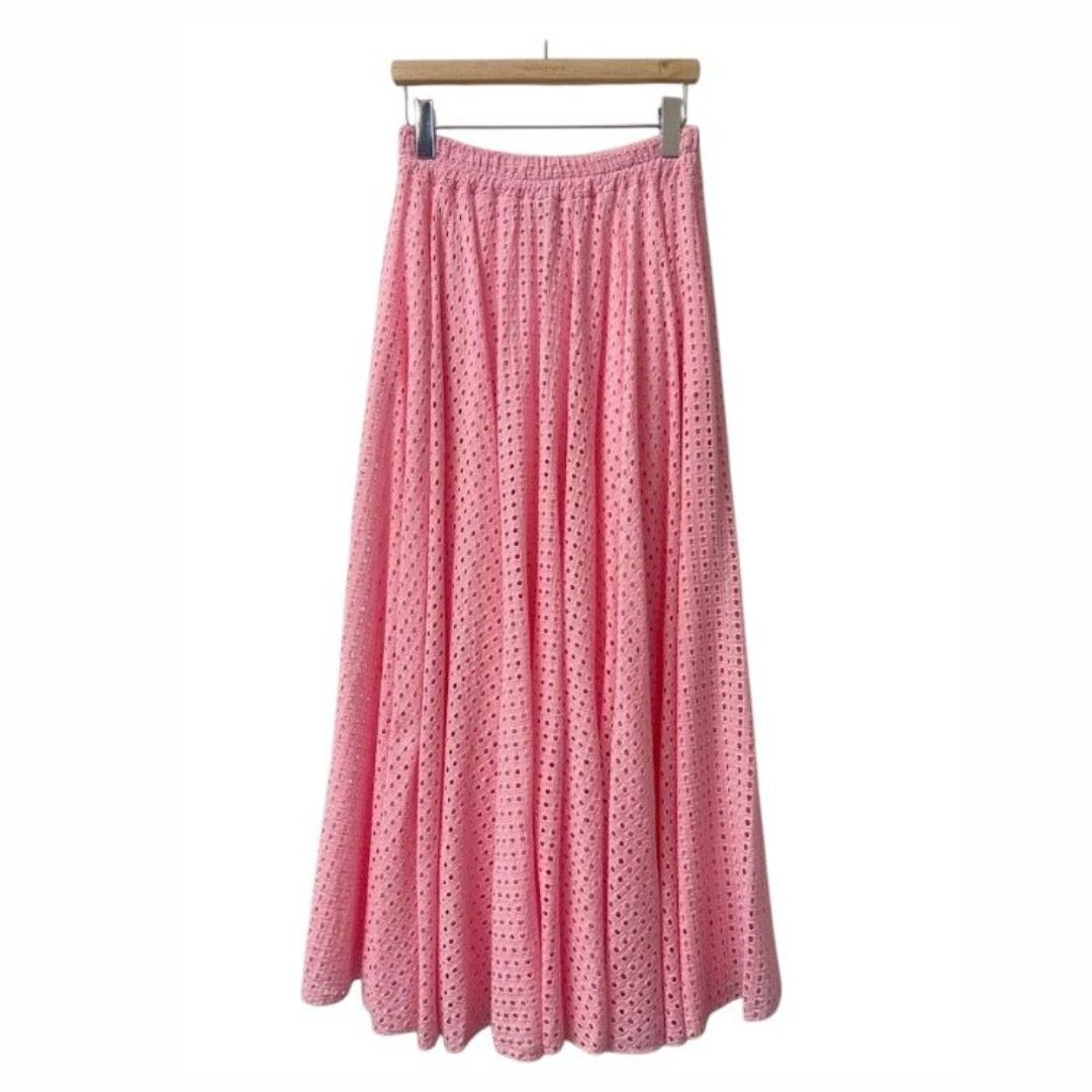 1SO0403-257 [SUNNY STUDIO] Long Embroidered Lace Skirt Rose #142162 (EU)