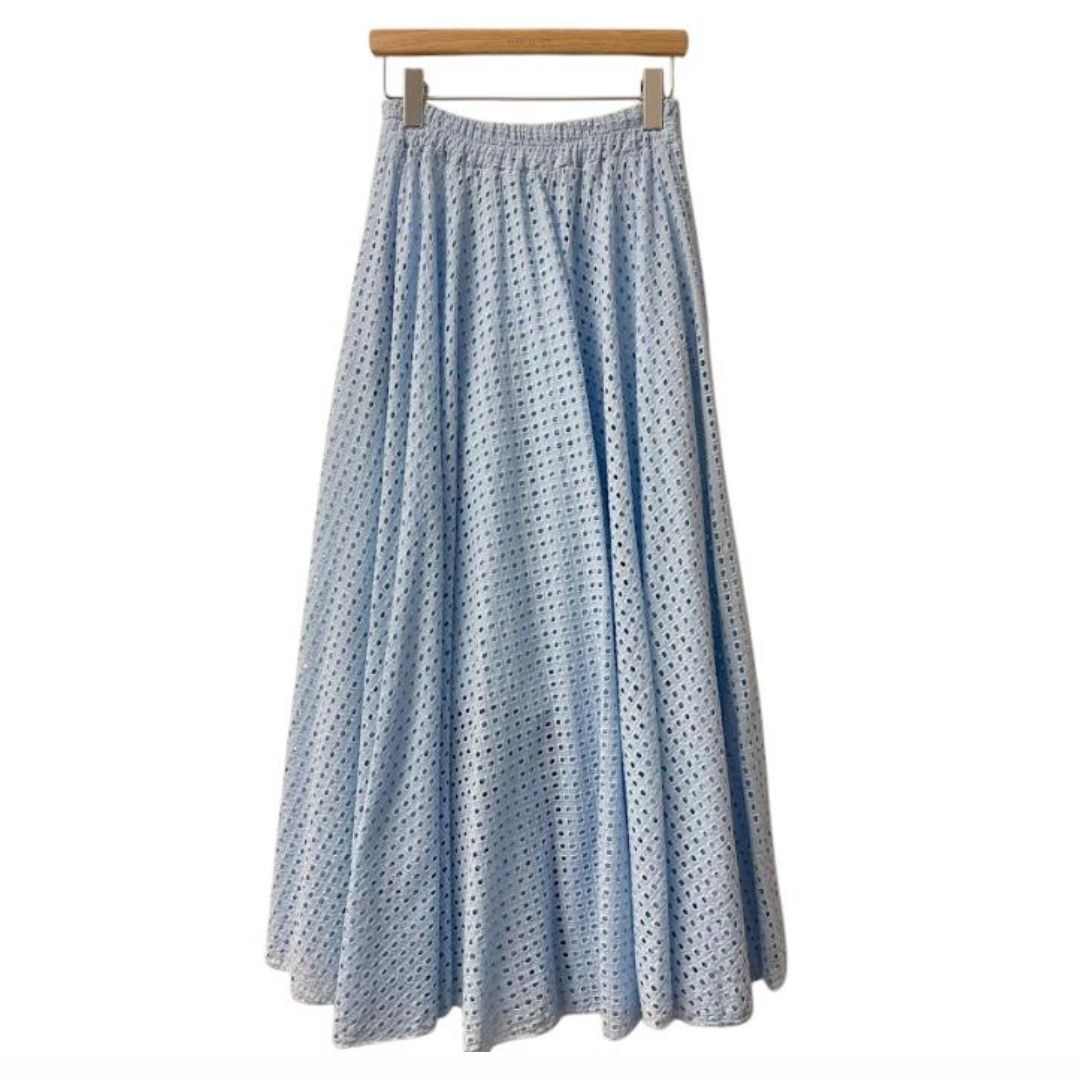 1SO0403-255 [SUNNY STUDIO] Long Embroidered Lace Skirt Blue #142162 (EU)