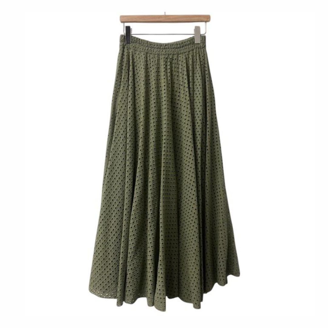 1SO0403-254 [SUNNY STUDIO] Long Embroidered Lace Skirt Green #142162 (EU)