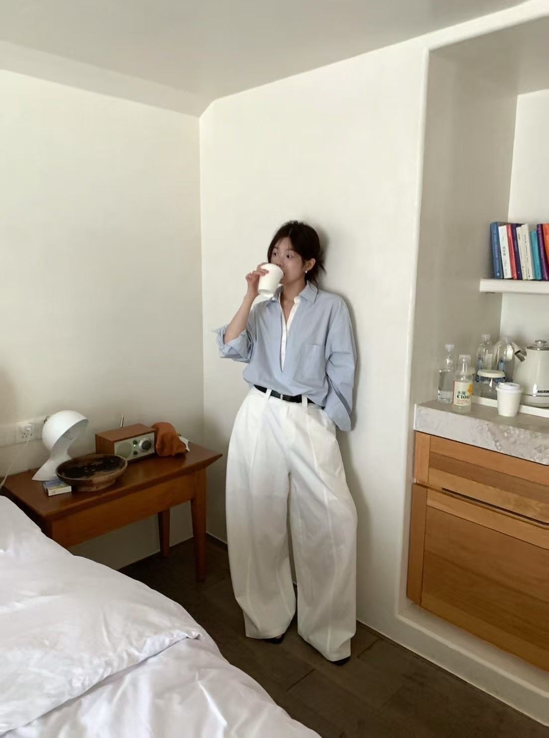 793 設計款拼接v領襯衫