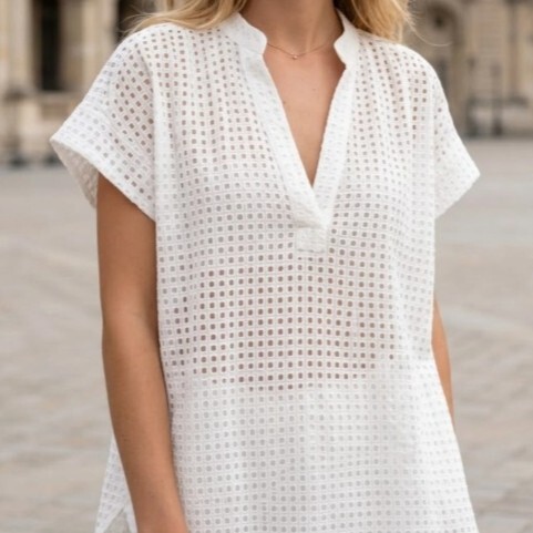 1SO0403-244 [SUNNY STUDIO] Lace-Trimmed Blouse White #63158 (EU)