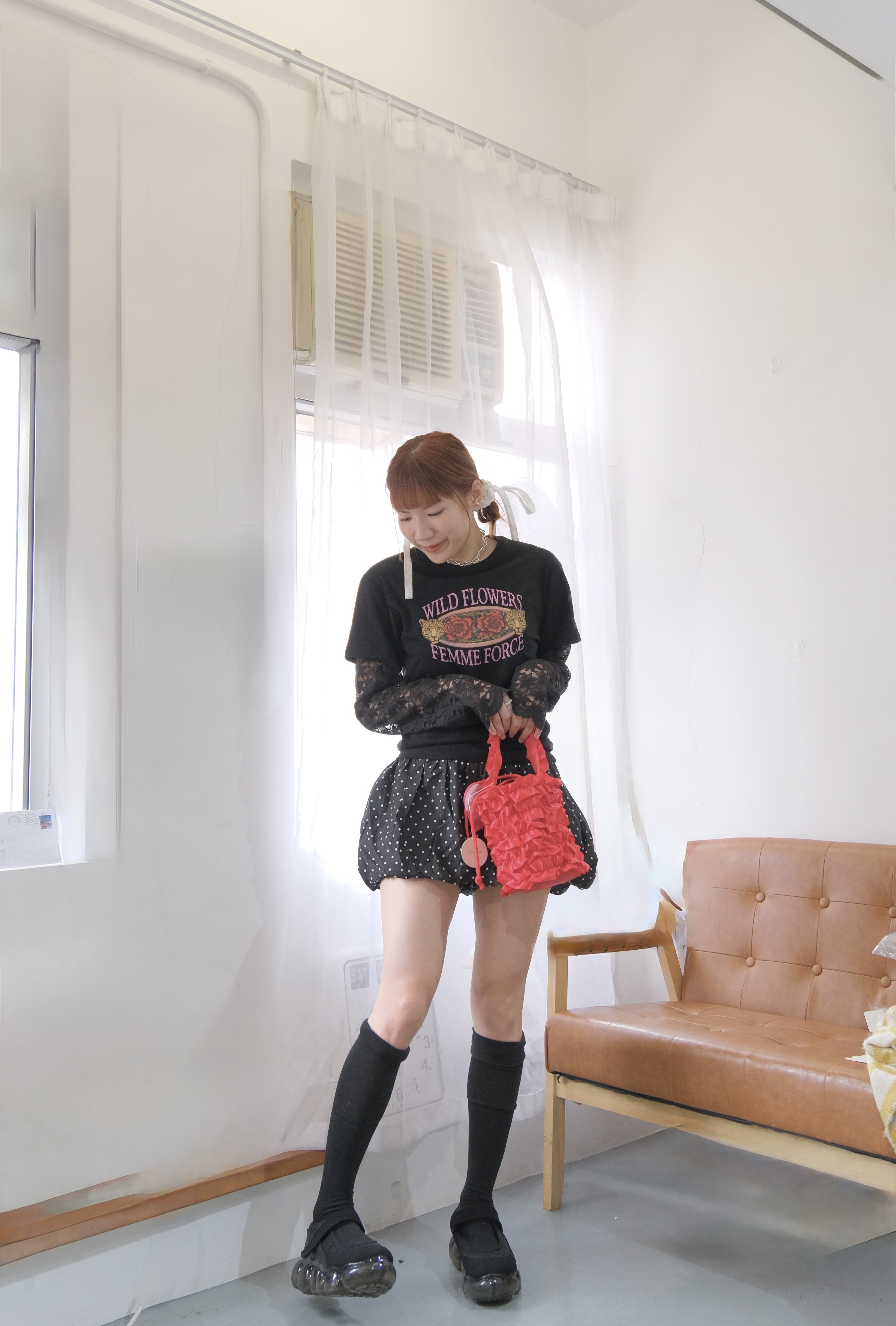 [兩色入] Hit!波點裙褲(Black)